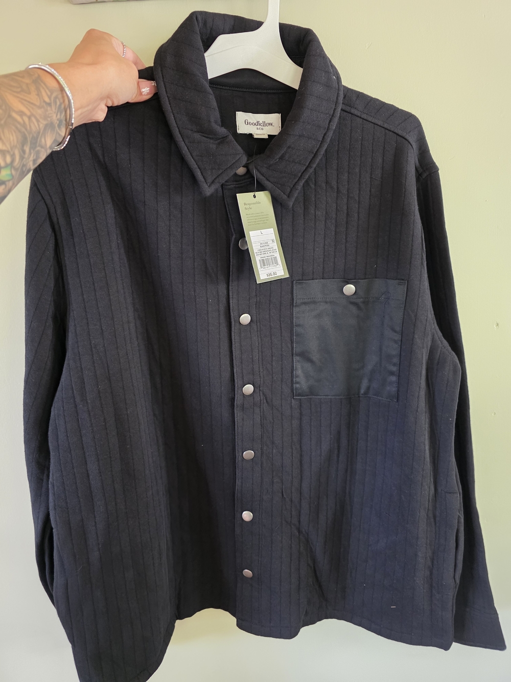 Goodfellow & Co Black Quilted Lightweight Shirt Jacket
